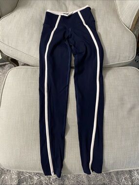 925fit Navy Yoga Pants with Cream Side Stripe